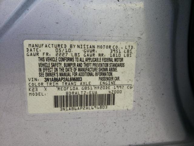 Photo 10 from auction – 2010 NISSAN SENTRA 2.0 with VIN 3N1AB6AP2AL696803