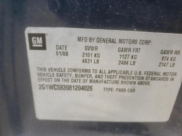 Photo 10 from auction – 2008 CHEVROLET IMPALA LT with VIN 2G1WC583981204026