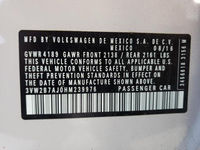 Photo 10 from auction – 2017 VOLKSWAGEN JETTA S with VIN 3VW2B7AJ0HM239976