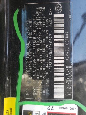 Photo 10 from auction – 2010 TOYOTA CAMRY BASE with VIN 4T4BF3EK0AR040822