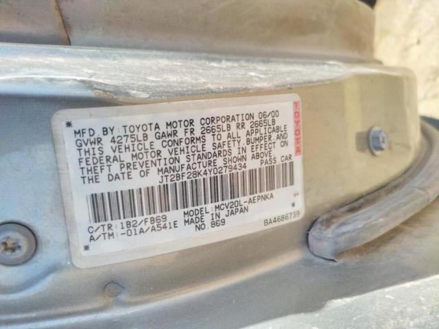 Photo 10 from auction – 2000 TOYOTA CAMRY LE with VIN JT2BF28K4Y0279434
