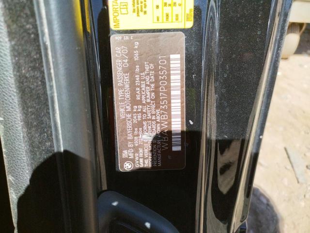 Photo 10 from auction – 2007 BMW 335 I with VIN WBAWB73517P035701