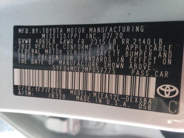 Photo 10 from auction – 2021 TOYOTA COROLLA SE with VIN 5YFS4MCE2MP057775