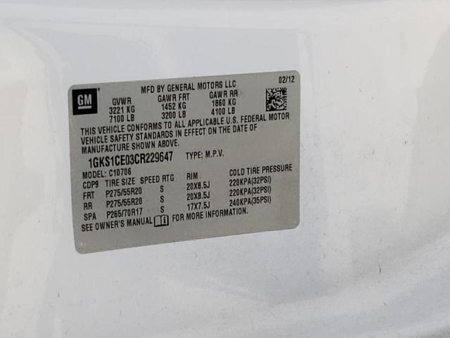 Photo 10 from auction – 2012 GMC YUKON SLT with VIN 1GKS1CE03CR229647