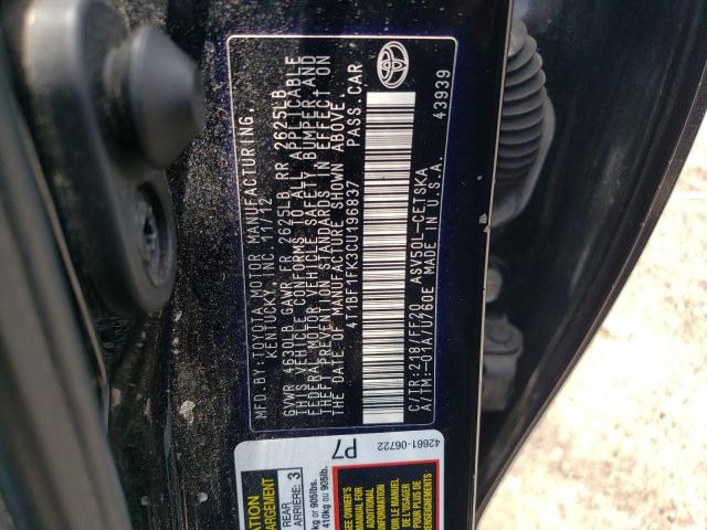 Photo 10 from auction – 2012 TOYOTA CAMRY BASE with VIN 4T1BF1FK3CU196837