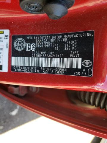Photo 10 from auction – 2010 TOYOTA COROLLA BA with VIN 2T1BU4EE2AC240473