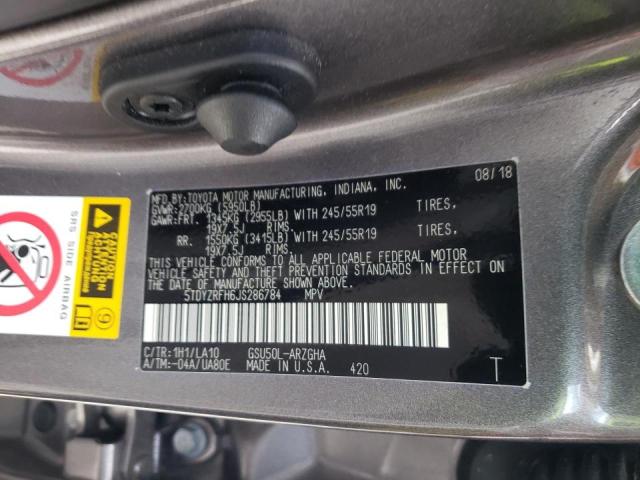 Photo 10 from auction – 2018 TOYOTA HIGHLANDER with VIN 5TDYZRFH6JS286784