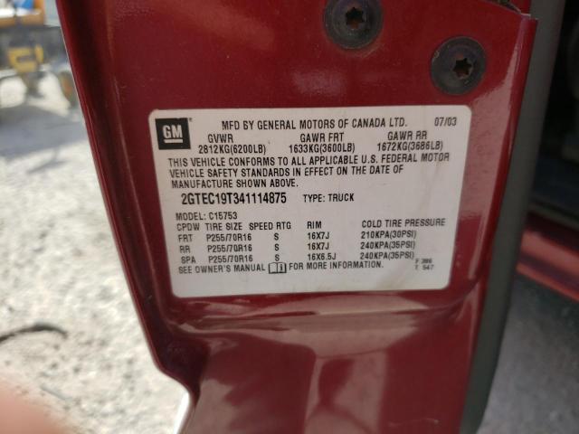Photo 10 from auction – 2004 GMC NEW SIERRA with VIN 2GTEC19T341114875