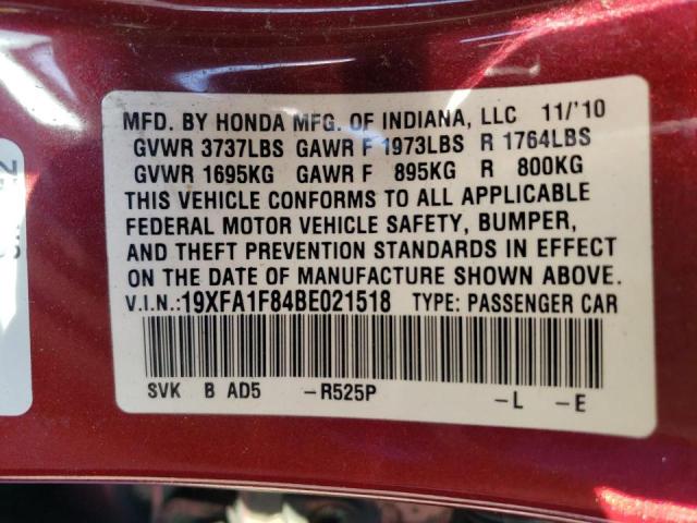 Photo 10 from auction – 2011 HONDA CIVIC EX with VIN 19XFA1F84BE021518