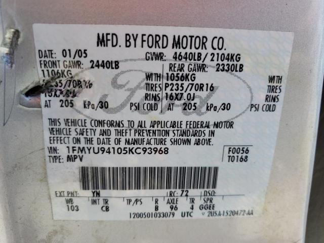 Photo 10 from auction – 2005 FORD ESCAPE LIM with VIN 1FMYU94105KC93968
