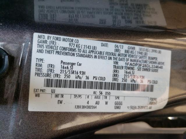 Photo 10 from auction – 2013 FORD FOCUS SE with VIN 1FADP3F28DL334648