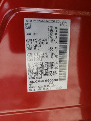 Photo 10 from auction – 2015 NISSAN PATHFINDER with VIN 5N1AR2MN6FC690500
