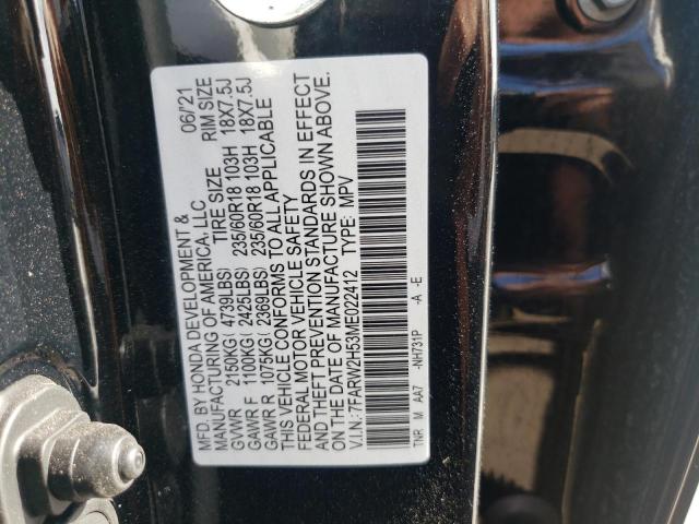 Photo 10 from auction – 2021 HONDA CR-V EX with VIN 7FARW2H53ME022412