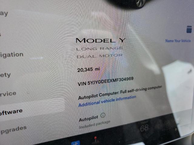 Photo 8 from auction – 2021 TESLA MODEL Y with VIN 5YJYGDEEXMF304969