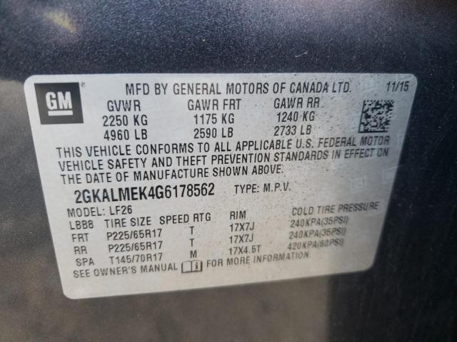 Photo 10 from auction – 2016 GMC TERRAIN SL with VIN 2GKALMEK4G6178562