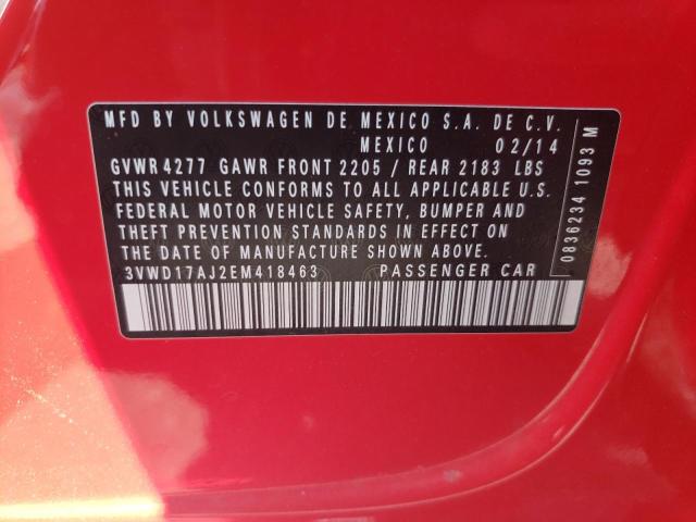 Photo 10 from auction – 2014 VOLKSWAGEN JETTA SE with VIN 3VWD17AJ2EM418463