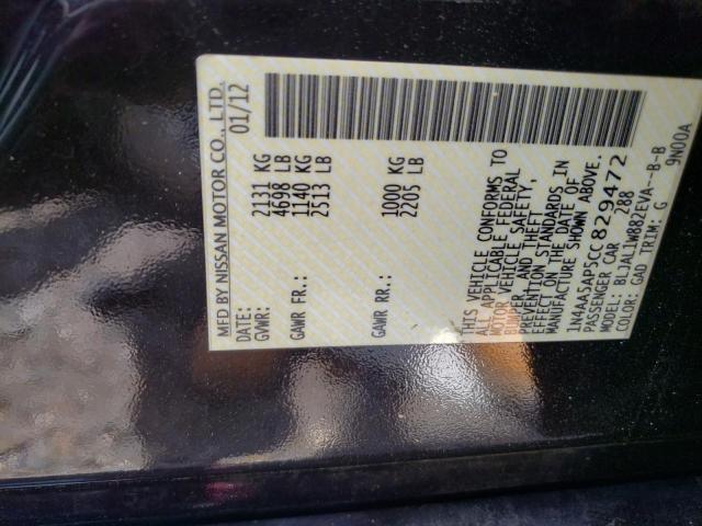 Photo 10 from auction – 2012 NISSAN MAXIMA S with VIN 1N4AA5AP5CC829472