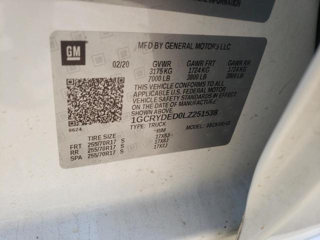 Photo 10 from auction – 2020 CHEVROLET SILVERADO with VIN 1GCRYDED0LZ251538