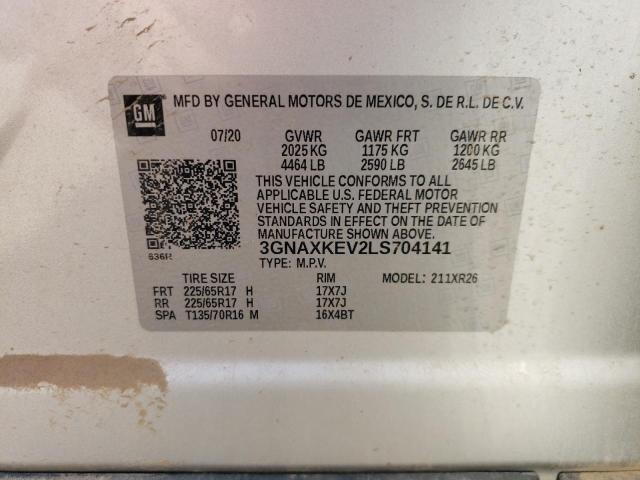 Photo 10 from auction – 2020 CHEVROLET EQUINOX LT with VIN 3GNAXKEV2LS704141