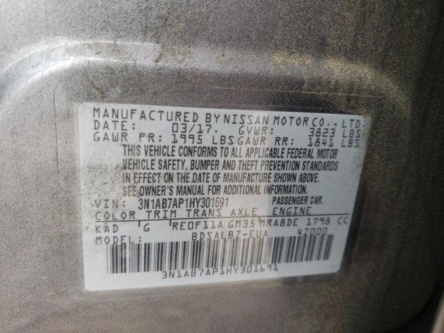 Photo 10 from auction – 2017 NISSAN SENTRA with VIN 3N1AB7AP1HY301691