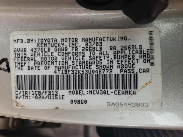 Photo 10 from auction – 2003 TOYOTA CAMRY LE with VIN 4T1BF32K53U048772