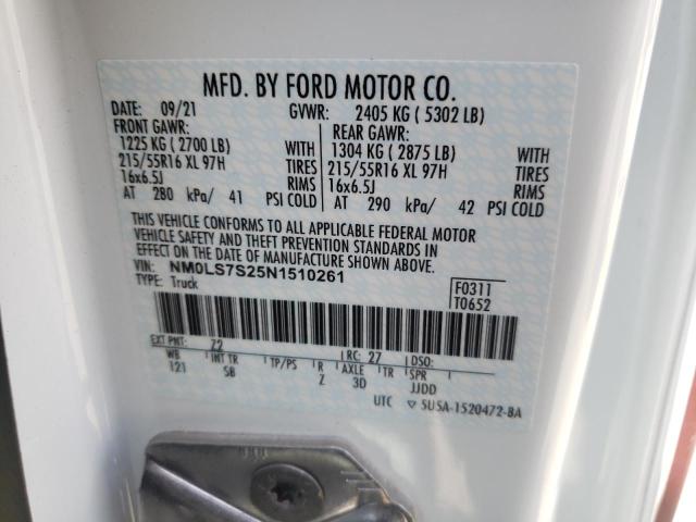 Photo 10 from auction – 2022 FORD TRANSIT CO with VIN NM0LS7S25N1510261