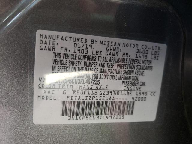 Photo 10 from auction – 2019 NISSAN KICKS S with VIN 3N1CP5CU3KL497235