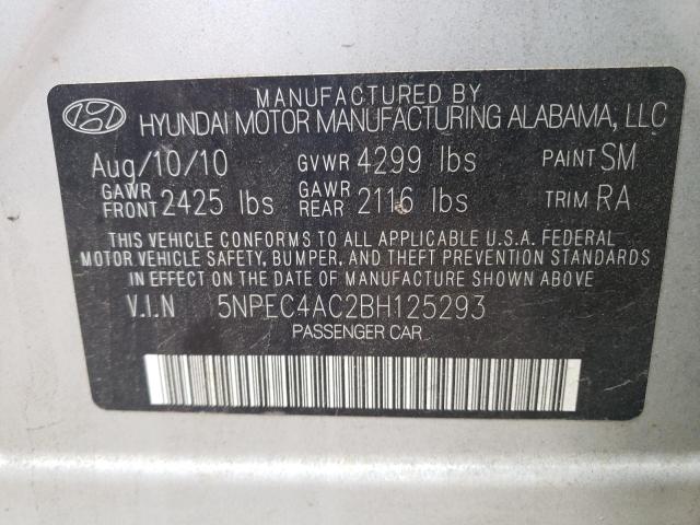 Фото 10 с аукциона – 2011 HYUNDAI SONATA SE с VIN 5NPEC4AC2BH125293