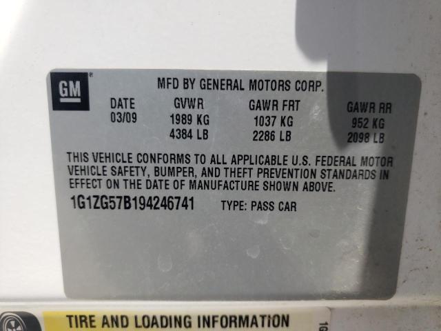 Photo 10 from auction – 2009 CHEVROLET MALIBU LS with VIN 1G1ZG57B194246741
