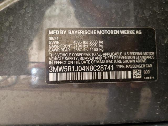 Photo 10 from auction – 2022 BMW 330I with VIN 3MW5R1J04N8C28741