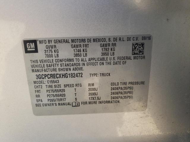 Photo 10 from auction – 2017 CHEVROLET SILVERADO with VIN 3GCPCRECXHG182472