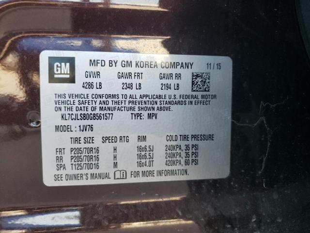 Photo 10 from auction – 2016 CHEVROLET TRAX 1LT with VIN KL7CJLSB0GB561577