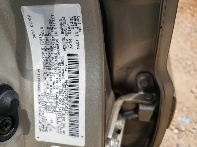 Photo 10 from auction – 2002 TOYOTA HIGHLANDER with VIN JTEGF21A520067546