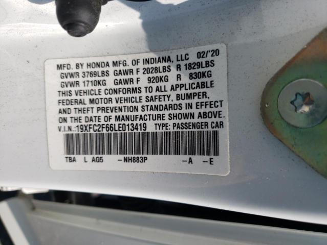 Photo 10 from auction – 2020 HONDA CIVIC LX with VIN 19XFC2F66LE013419