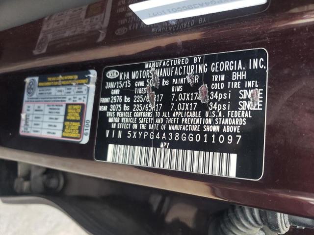 Photo 10 from auction – 2016 KIA SORENTO LX with VIN 5XYPG4A38GG011097