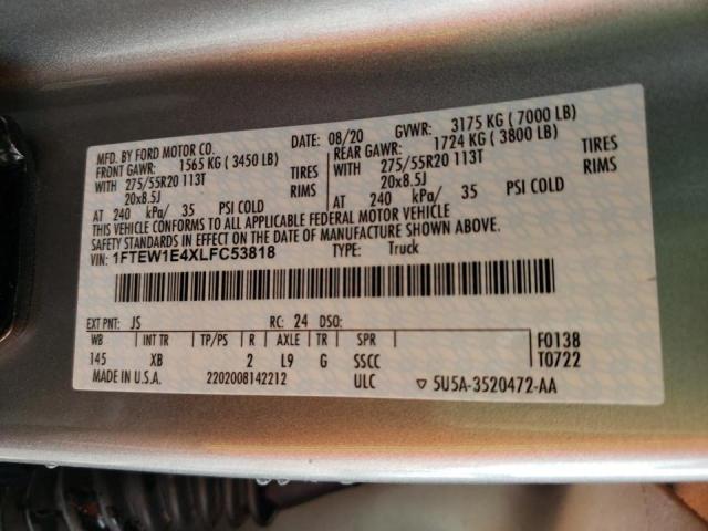 Photo 10 from auction – 2020 FORD F150 SUPER with VIN 1FTEW1E4XLFC53818