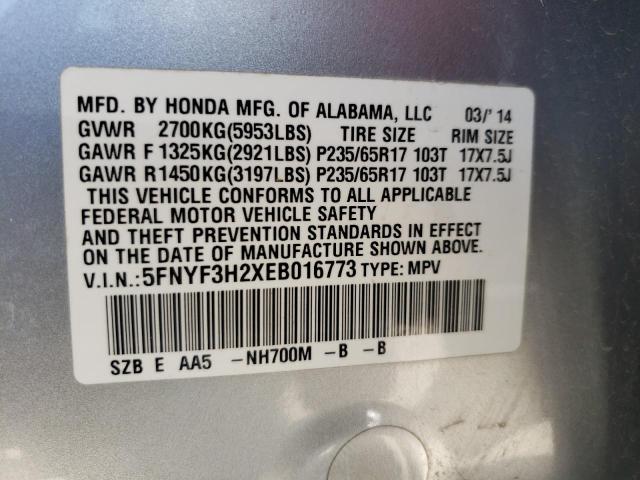 Photo 10 from auction – 2014 HONDA PILOT LX with VIN 5FNYF3H2XEB016773