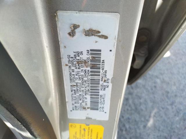 Photo 10 from auction – 2003 TOYOTA PRIUS with VIN JT2BK18U630072494