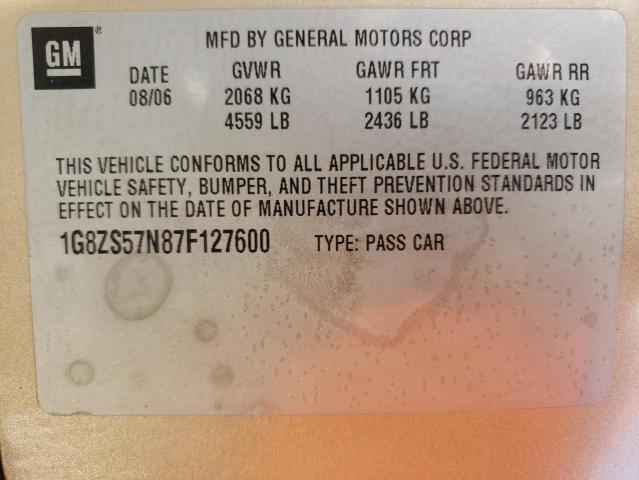Photo 10 from auction – 2007 SATURN AURA XE with VIN 1G8ZS57N87F127600
