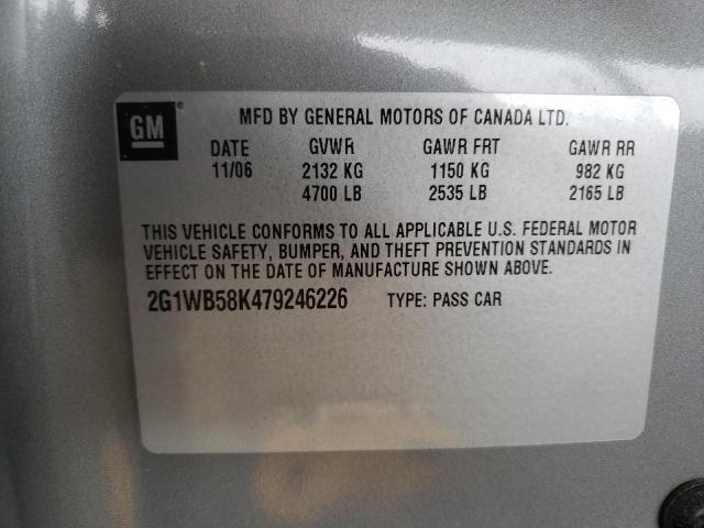 Photo 10 from auction – 2007 CHEVROLET IMPALA LS with VIN 2G1WB58K479246226