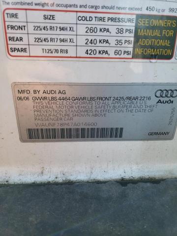 Photo 10 from auction – 2007 AUDI A3 with VIN WAUNF78P47A014600