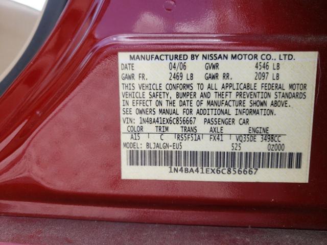 Photo 10 from auction – 2006 NISSAN MAXIMA SE with VIN 1N4BA41EX6C856667
