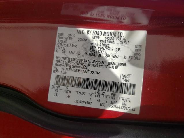 Photo 10 from auction – 2010 FORD EXPLORER S with VIN 1FMEU3BE2AUF05192