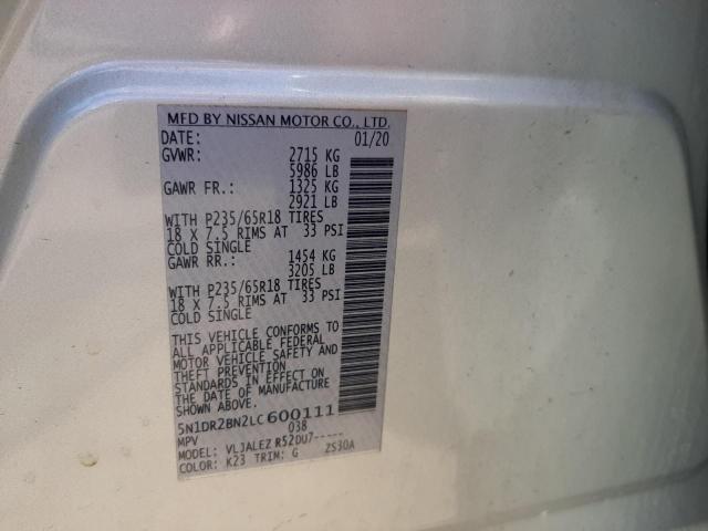Photo 10 from auction – 2020 NISSAN PATHFINDER with VIN 5N1DR2BN2LC600111