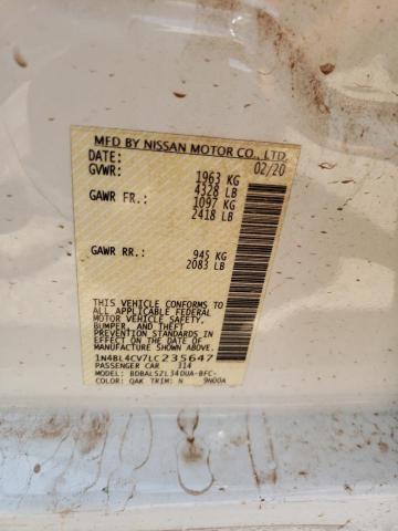 Photo 10 from auction – 2020 NISSAN ALTIMA SR with VIN 1N4BL4CV7LC235647