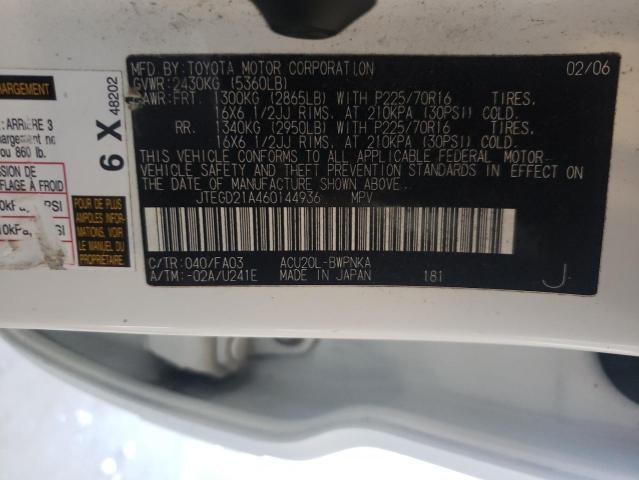 Photo 10 from auction – 2006 TOYOTA HIGHLANDER with VIN JTEGD21A460144936