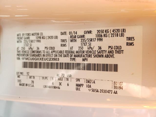Photo 10 from auction – 2014 FORD ESCAPE SE with VIN 1FMCU0GXXEUC23503