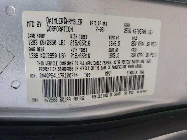 Photo 10 from auction – 2007 CHRYSLER TOWN & COU with VIN 2A4GP54L17R100744