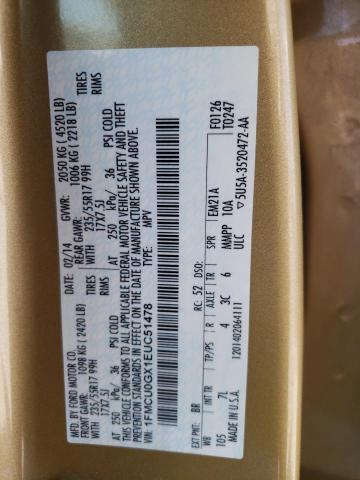 Photo 10 from auction – 2014 FORD ESCAPE SE with VIN 1FMCU0GX1EUC51478