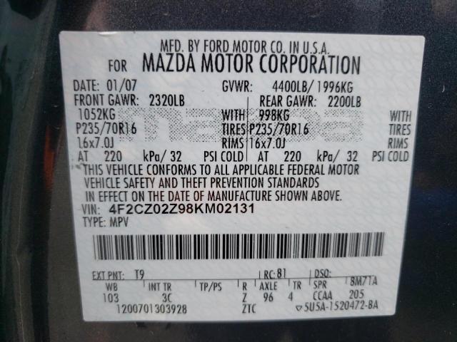 Photo 10 from auction – 2008 MAZDA TRIBUTE I with VIN 4F2CZ02Z98KM02131
